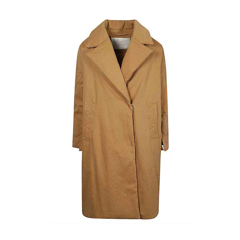 OOF Wear Beige Katoenen Gabardine Lange Jas Beige Dames