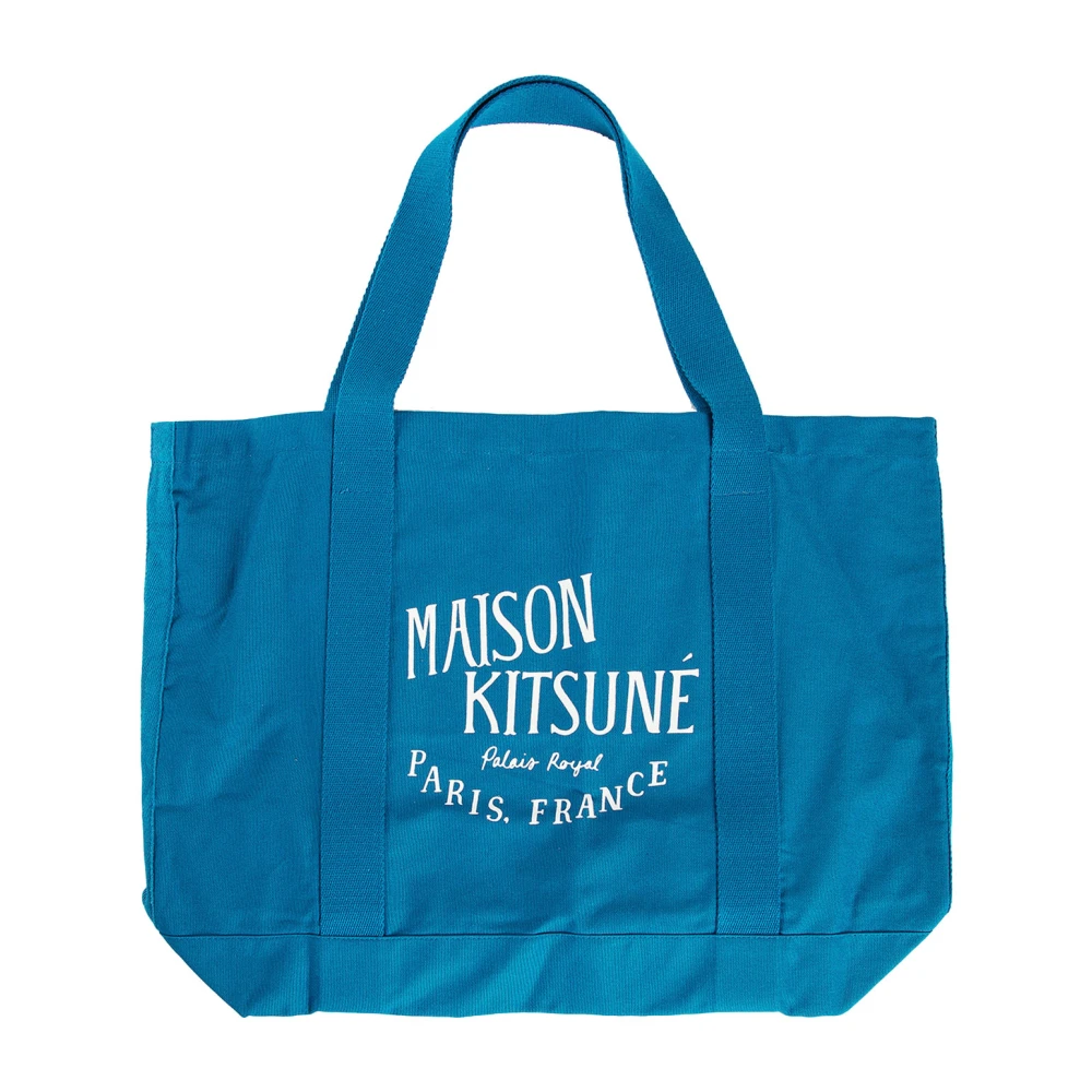 Maison Kitsuné Blauwe Canvas Winkelmand met Palais Royal Logo Blue Dames