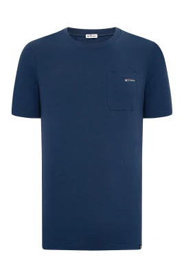 Blå T-shirt med bröstficka