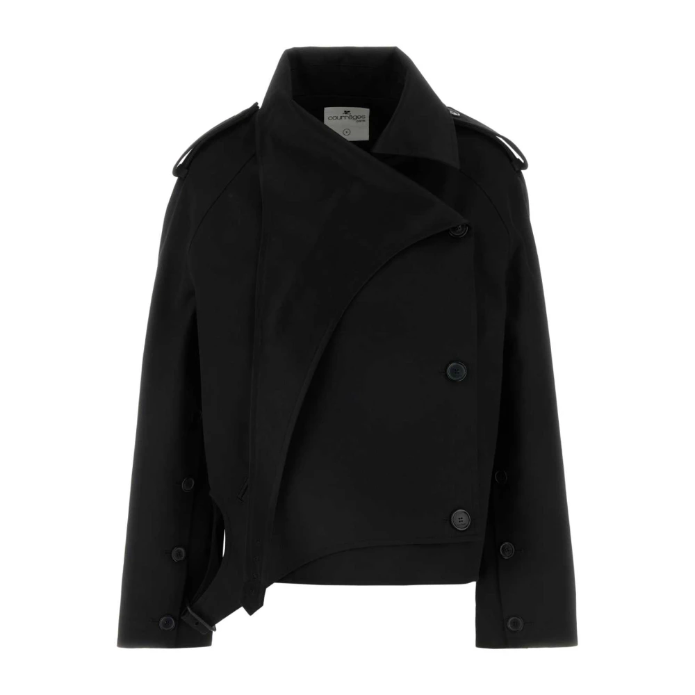 Courrèges Stijlvolle Zwarte Katoenen Trenchcoat Black Dames