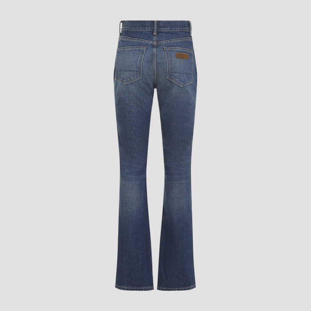 Tom Ford Blauwe High-Waisted Straight Leg Jeans Blue Dames