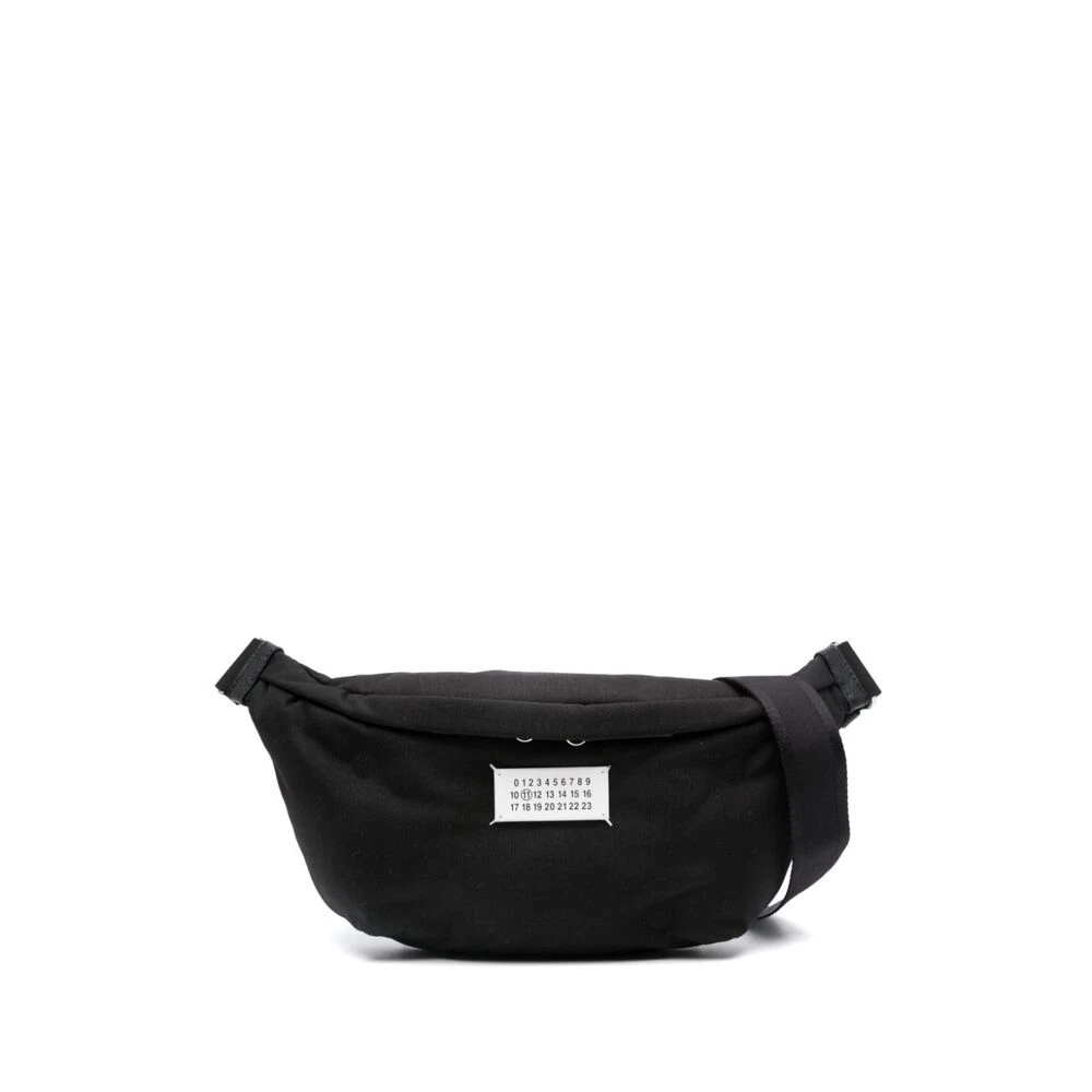 Maison Margiela Zwarte Gewatteerde Bum Bag met Zilverkleurige Hardware Black Heren