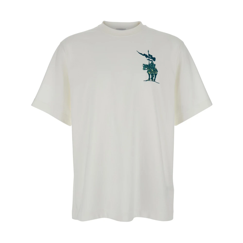Burberry Wit Equestrian Knight Logo T-Shirt White Heren