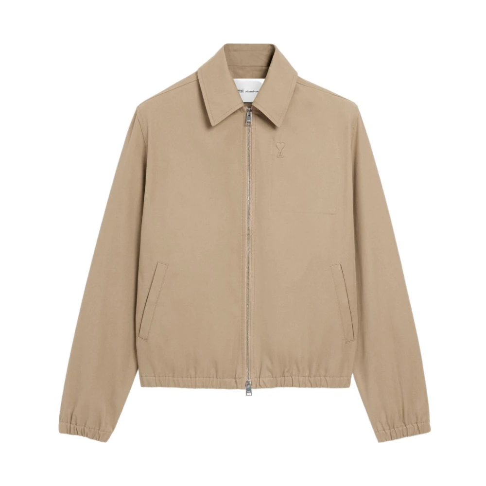 Ami Paris Men's Beige De Coeur Zipped Jacket