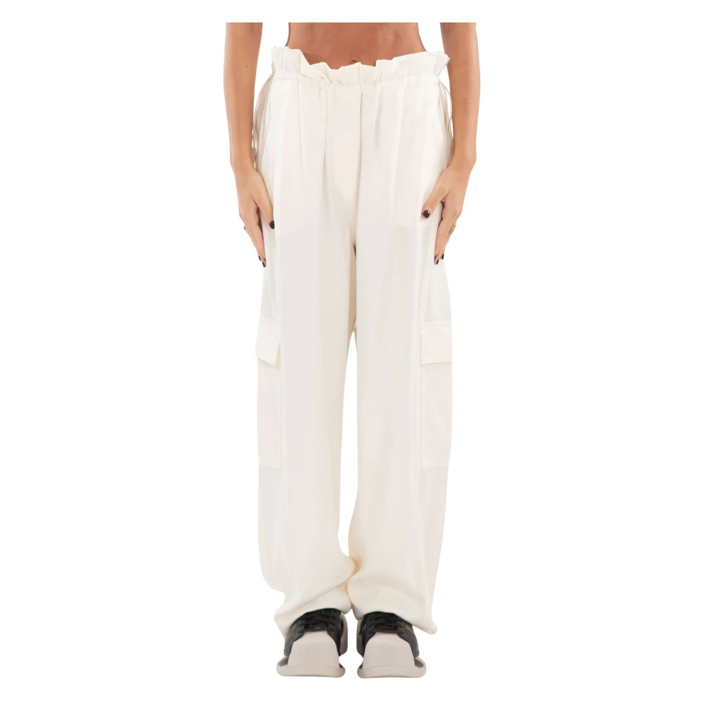 Lacoste Stijlvolle Rayon Cargo Broek White Dames