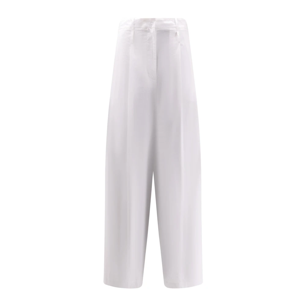 Alysi Women's White Cropped Wide-Leg Trousers - Cropped Trousers - M - Trousers