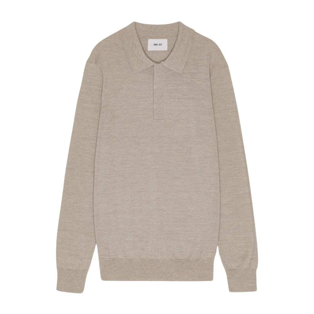 Nn07 Wol Mouline Polo Sweater Witte Peper Beige Heren