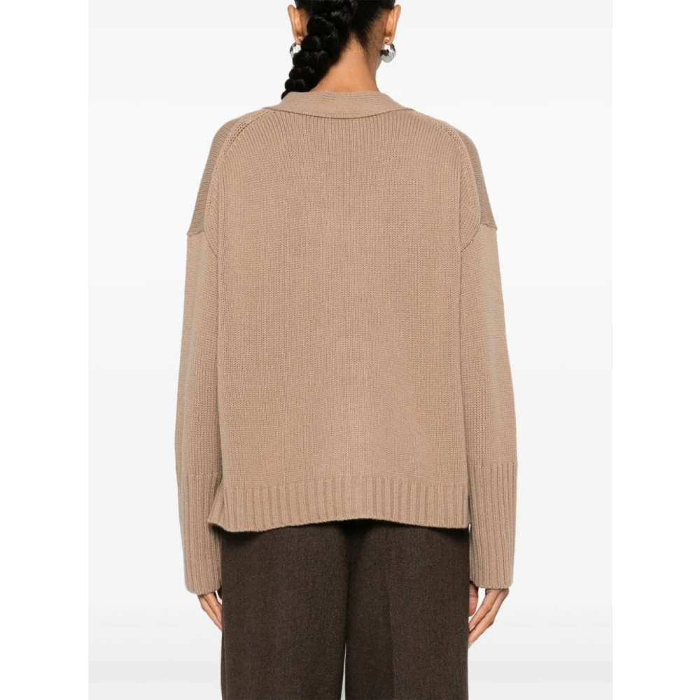 allude Bruine Cashmere V-Hals Cardigan Sweater Brown Dames
