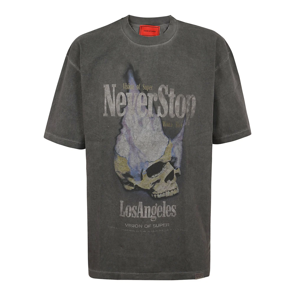 Vision OF Super Stone Wash T-Shirt met Distressed Finish Gray Heren