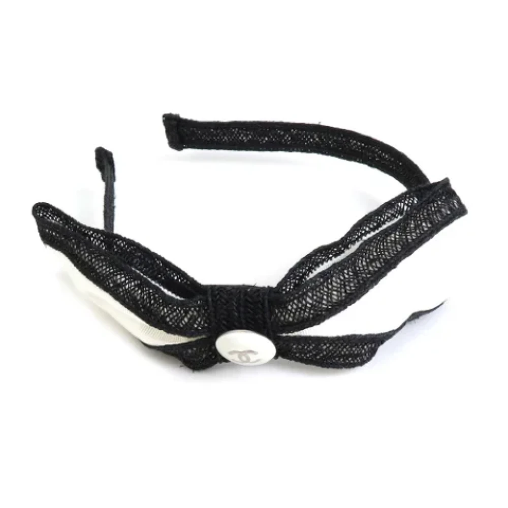 Chanel Vintage Pre-owned Cotton hair-accessories Black Dames
