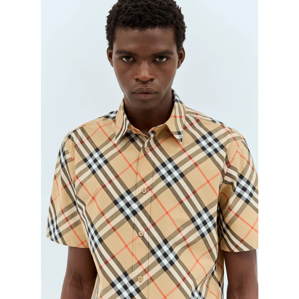 Burberry Klassieke Check Poplin Overhemd Beige Heren