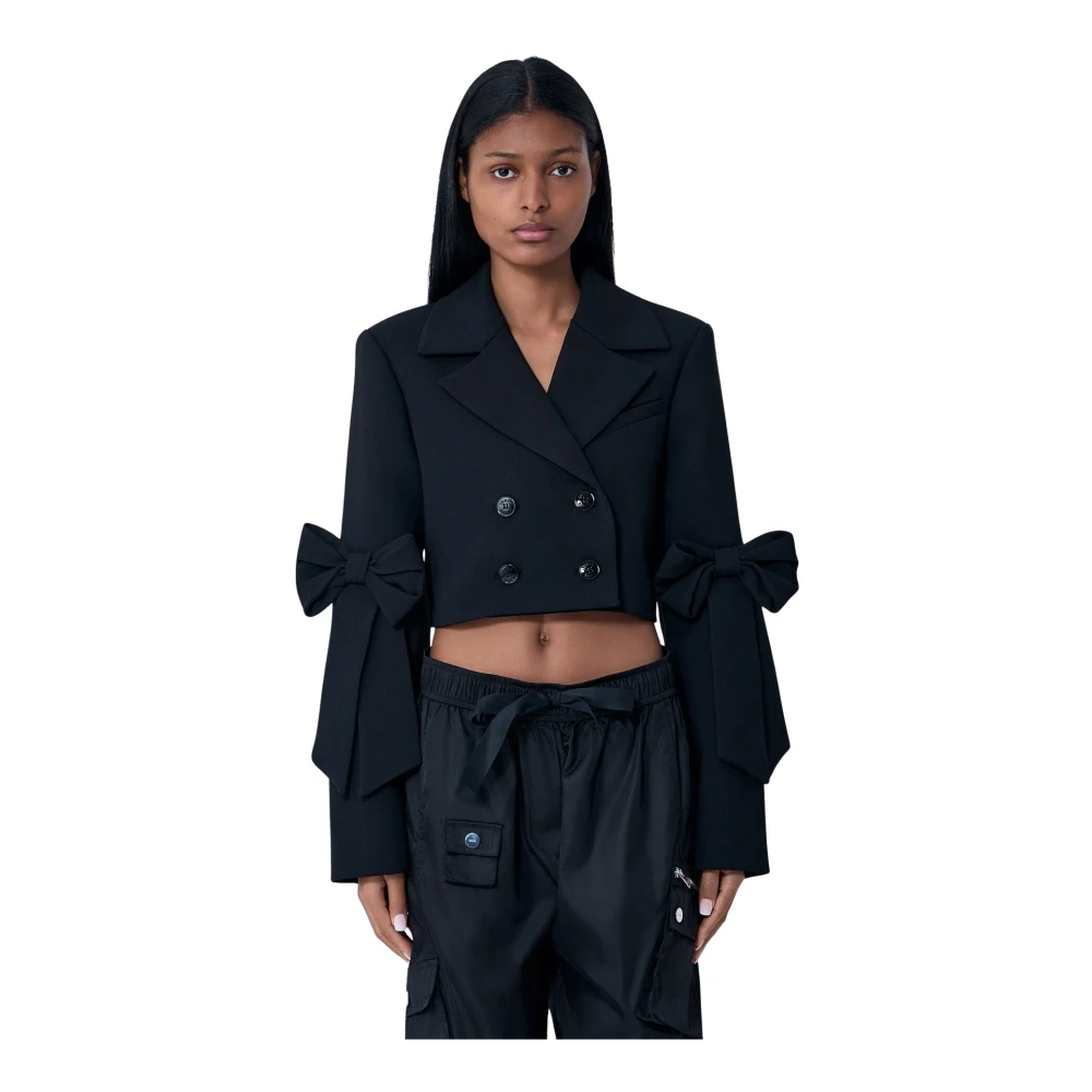 Ganni Women's Black Blazers, Xs, Cropped Blazer