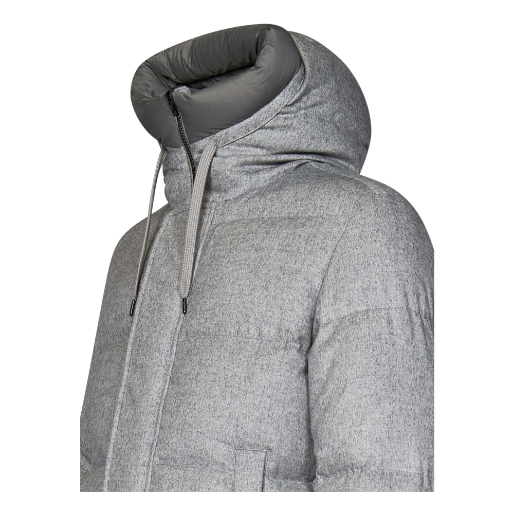 Herno Grijze Zijden Kasjmier Dons Winterjas Gray Heren