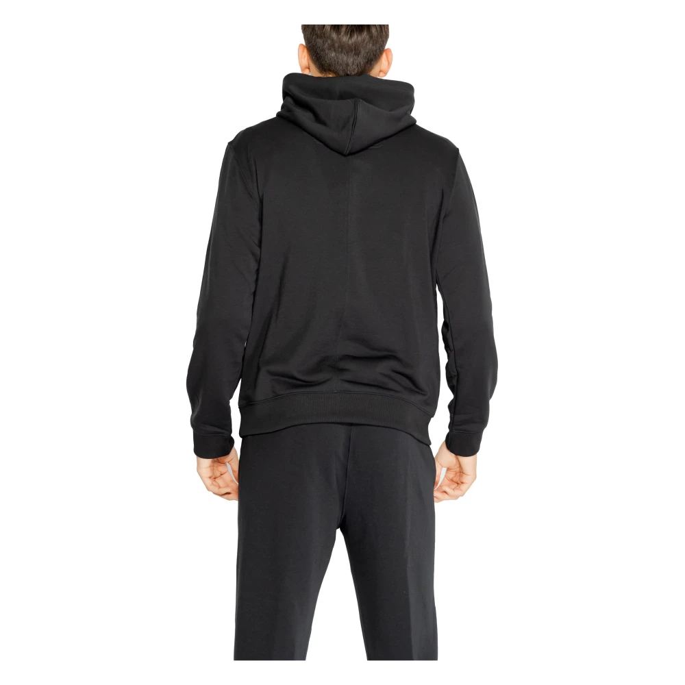 Calvin Klein Zwarte Bedrukte Hoodie Mannen Herfst Winter Black Heren