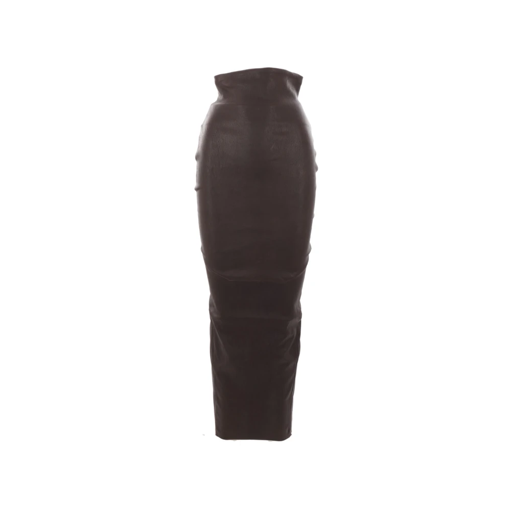 Rick Owens Bruine leren kokerrok Brown Dames