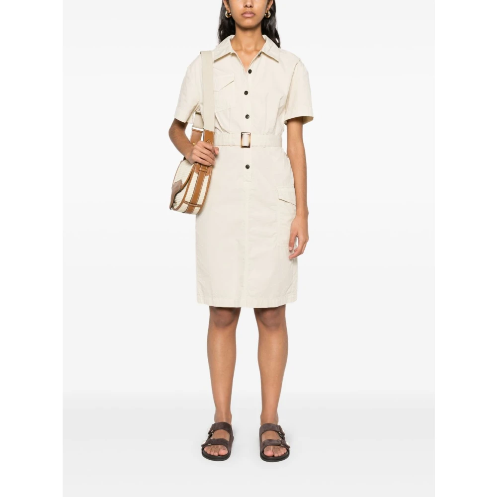 Woolrich Beige Jurk met Knopen en Zakken Beige Dames