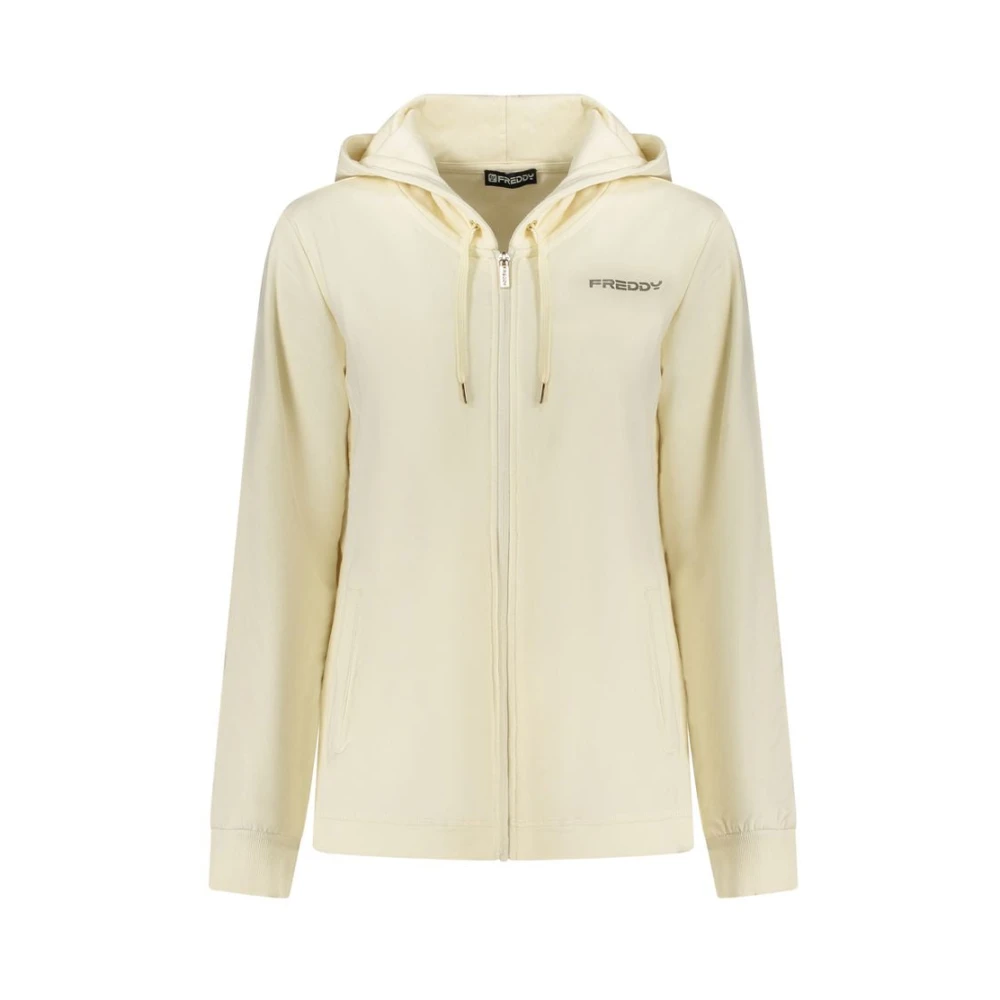 Freddy Women's White Zip-Throughs, Xs, Bianco Cotton Sweatshirt