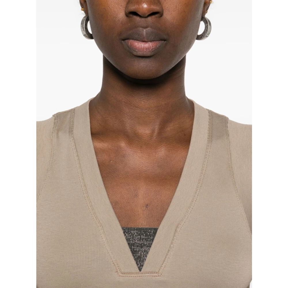 BRUNELLO CUCINELLI Elegante Top voor Vrouwen Beige Dames