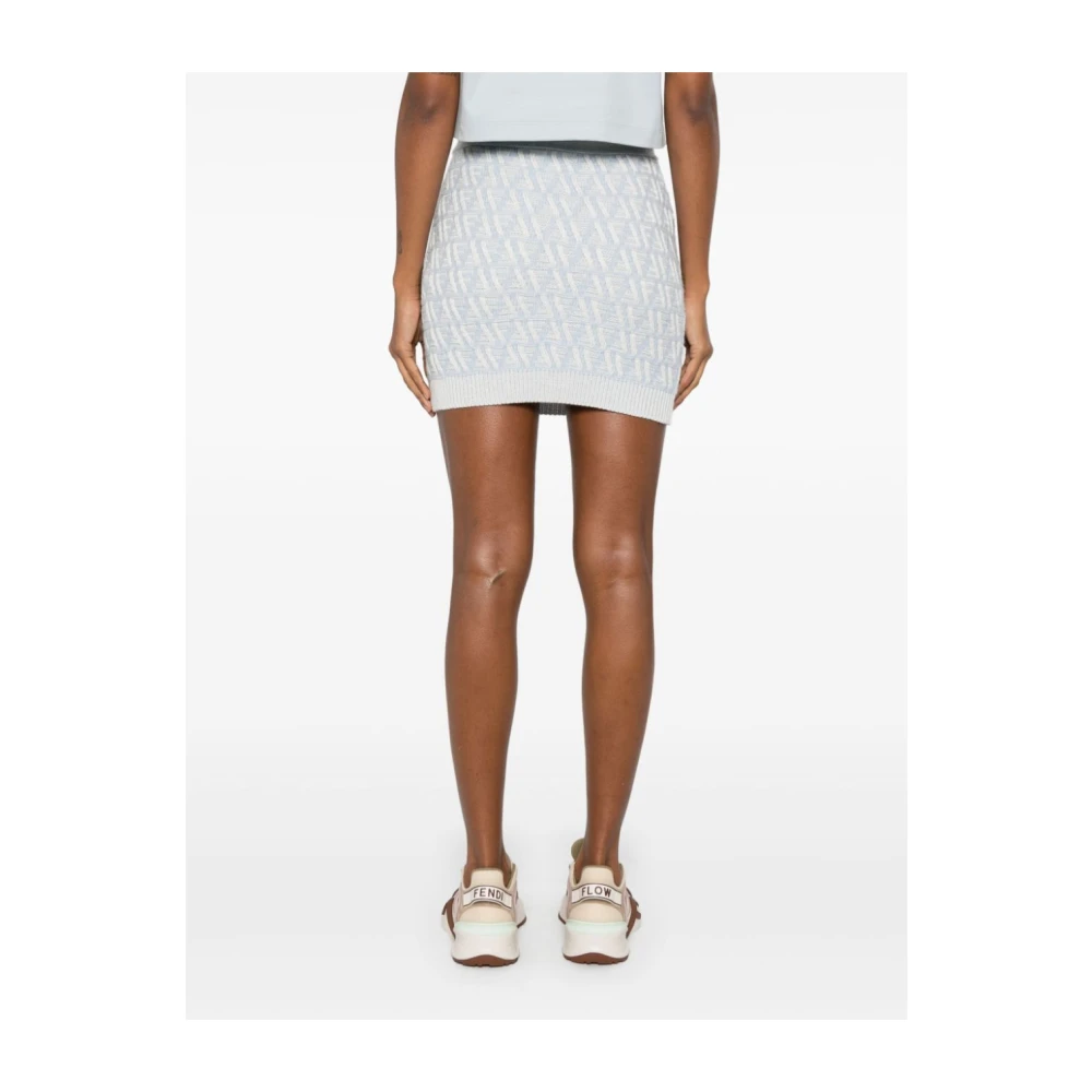 Fendi Heldere Blauwe Zijden Draad Rok Blue Dames