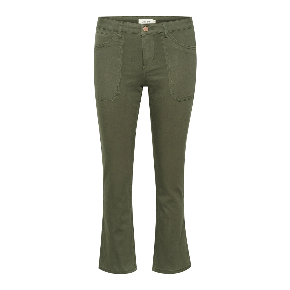 Cream Bootcut Twill Broek Deep Depths Green Dames