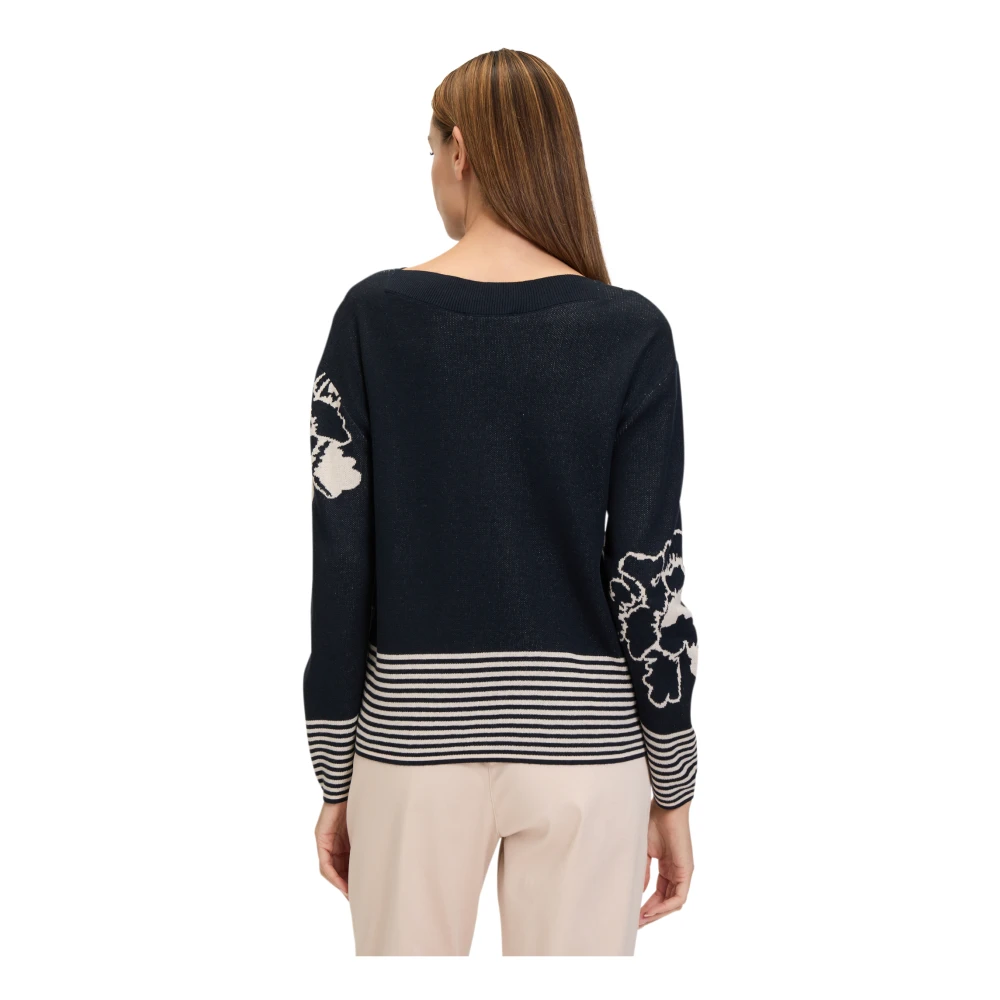 Betty Barclay Bloemen Jacquard Gebreide Trui Blue Dames