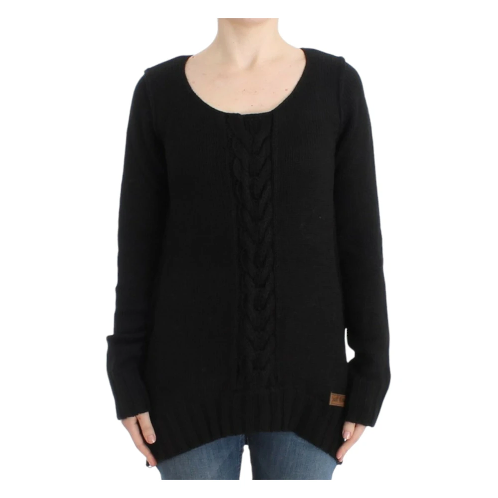 Roberto Cavalli Women's Black Round-Neck Knitwear,, Knitted Wool Jumper Extra Small