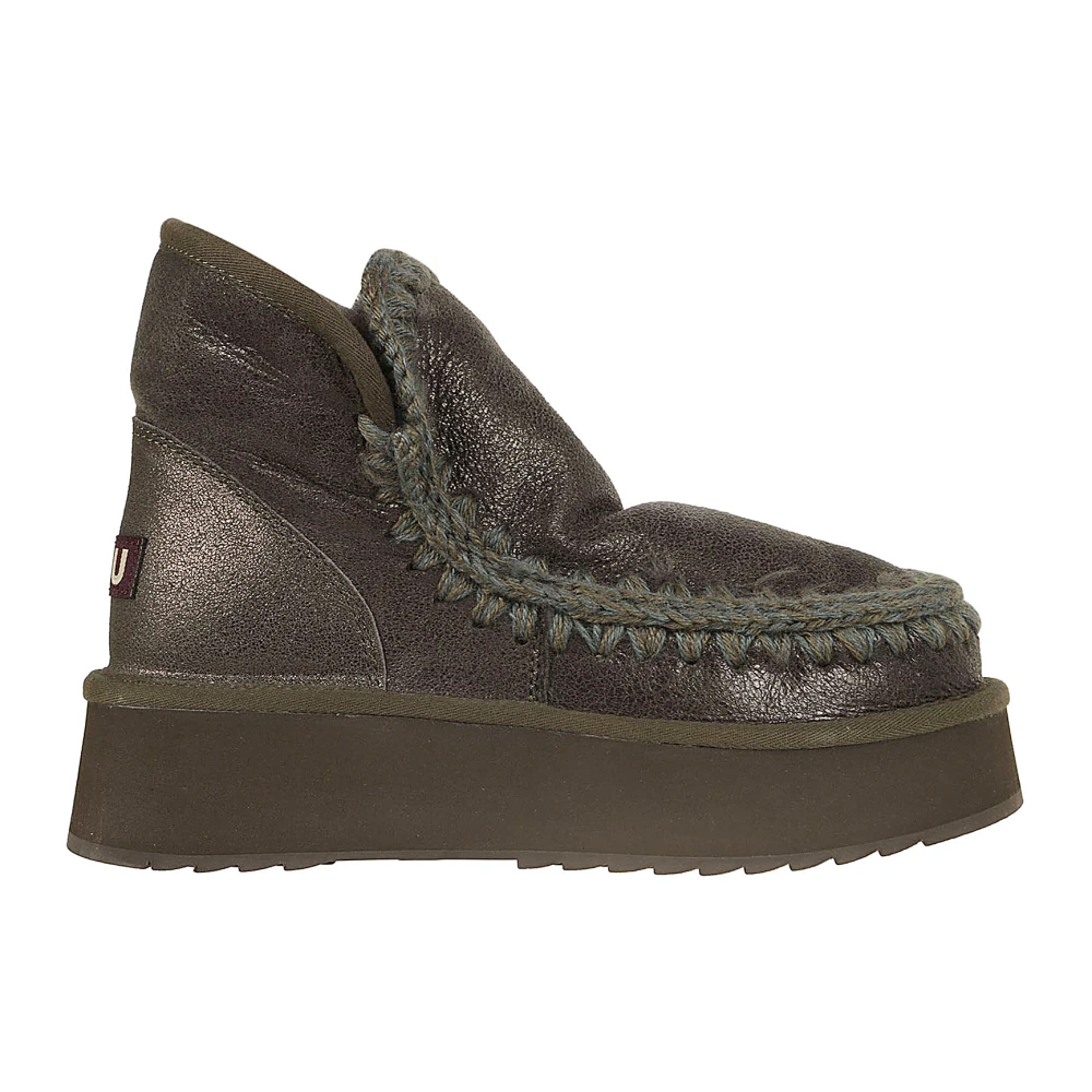 Mou Platform Eskimo Laars in Metallic Zwart Brown Dames