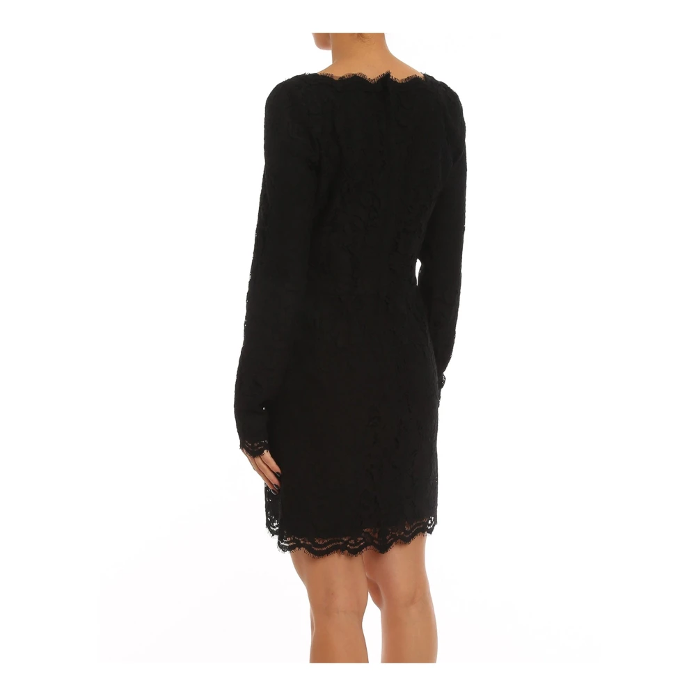 Dolce & Gabbana Kanten Mini Jurk met Lange Mouwen Black Dames