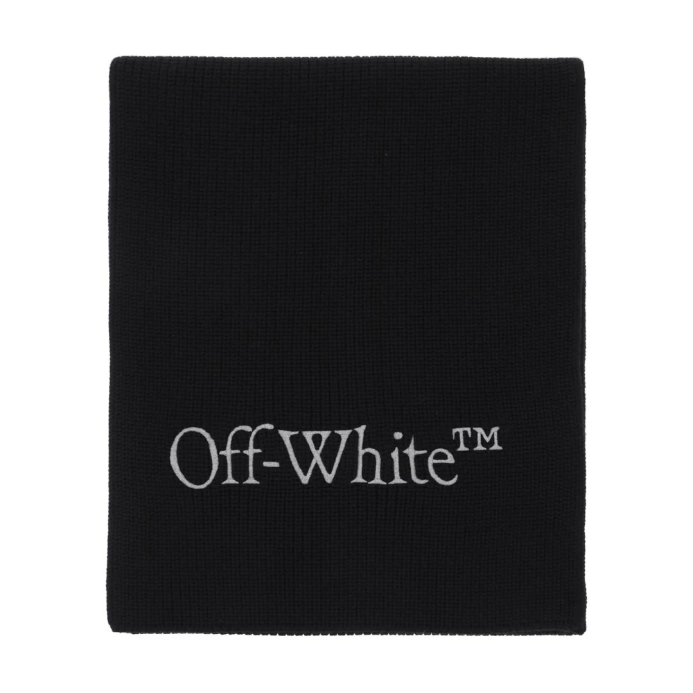 Off White Wollen sjaal met geborduurd logo Black Heren
