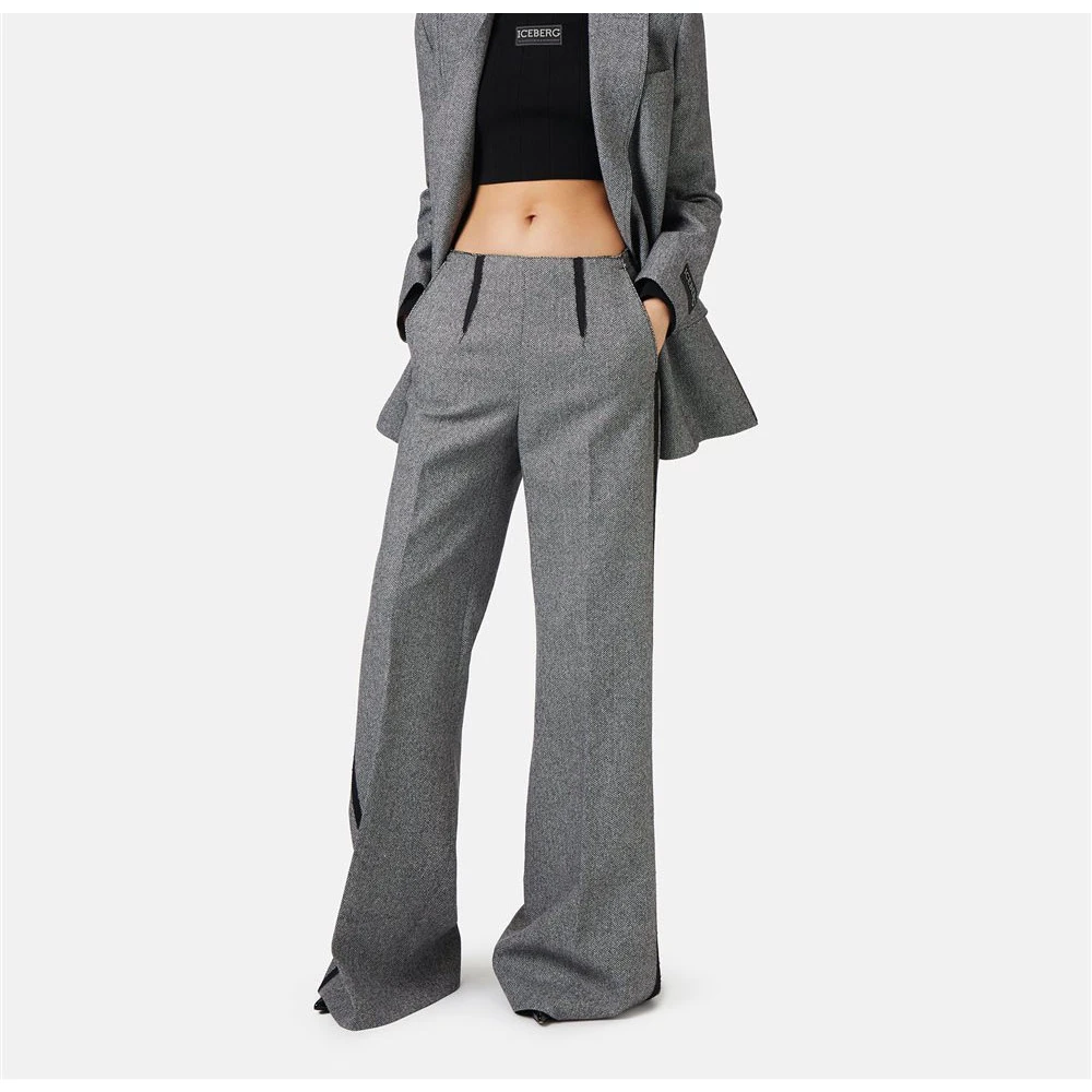 Iceberg Double-breasted jas in wolmix met visgraatpatroon Gray Dames