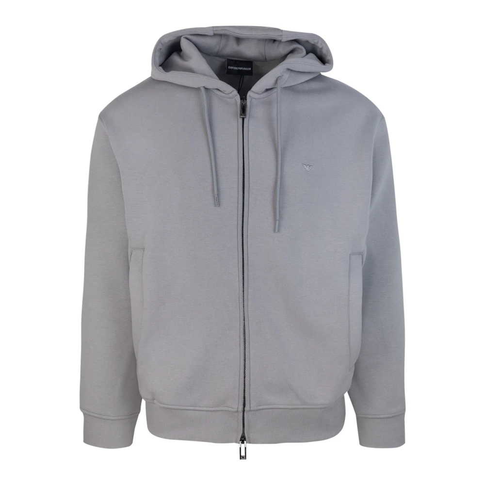 Emporio Armani Grijze Hoodie Met Rits Trui Gray Heren