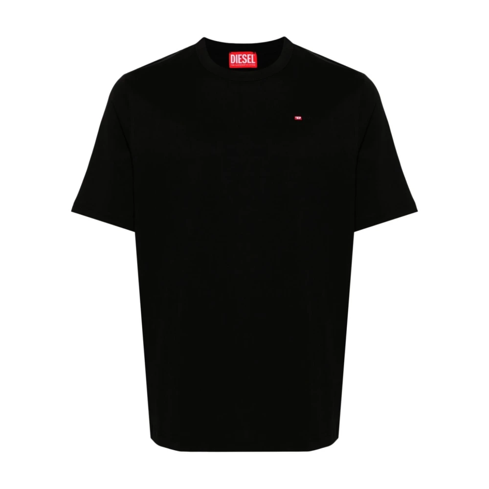 Diesel Zwart Jersey Logo Crew Neck T-shirt Black Heren