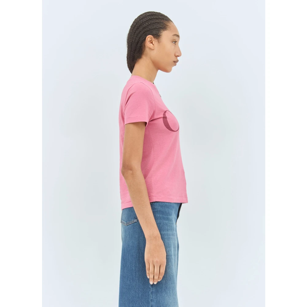 Chloé Katoen Logo T-shirt Korte Mouw Pink Dames