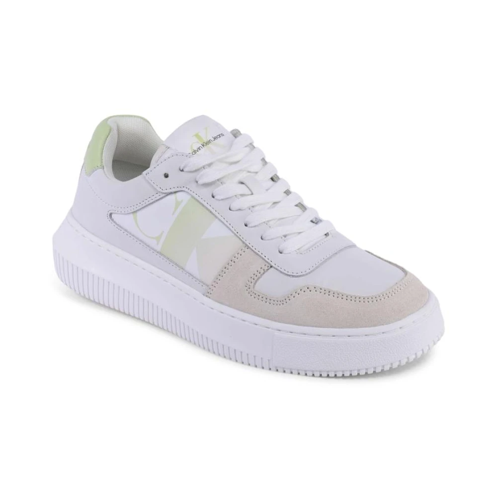 Calvin Klein Women's White Leather Platform Sneaker