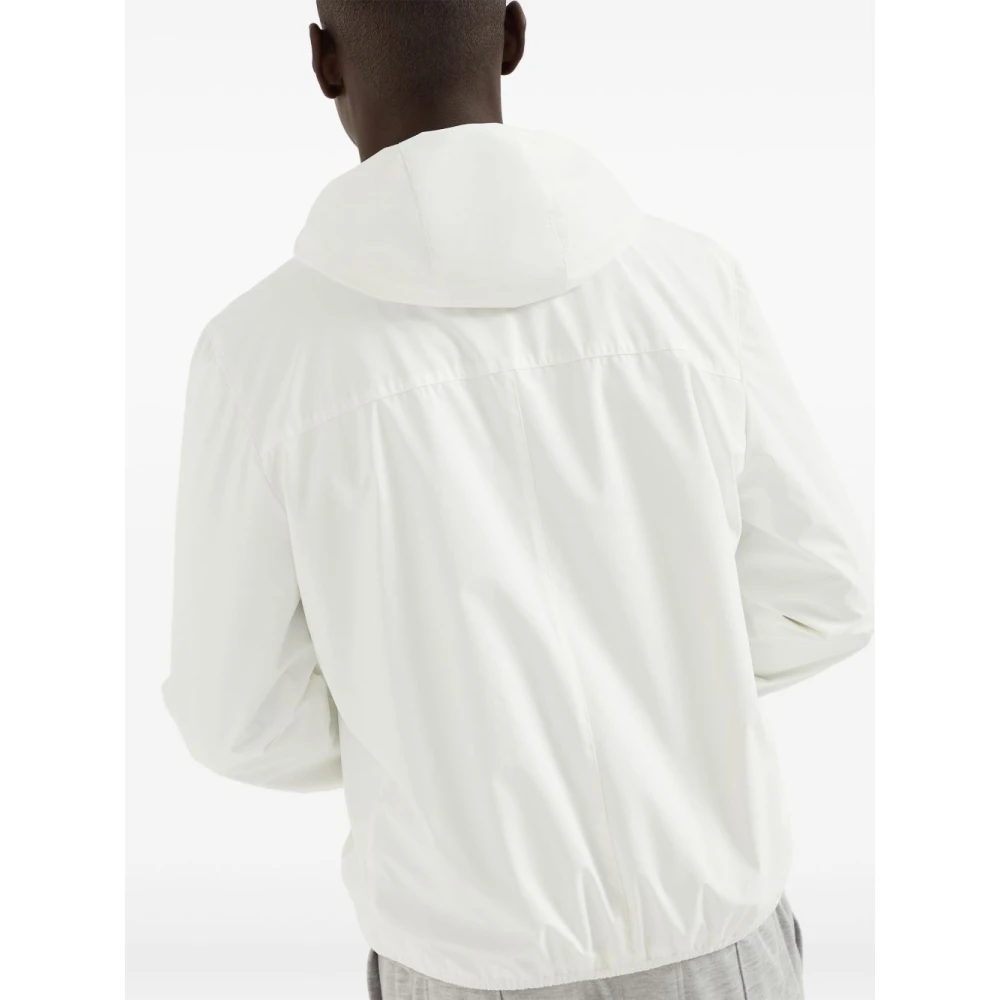 BRUNELLO CUCINELLI Witte Rits Hoodie Jas White Heren