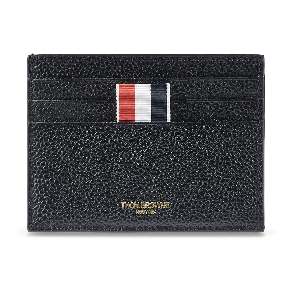 Thom Browne Men's Black Wallets & Cardholders, One Size, Pebble Grain Note Compartt Card Holder
