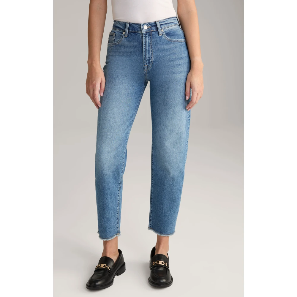Joop! Ingekorte denim met franje zoom Blue Dames