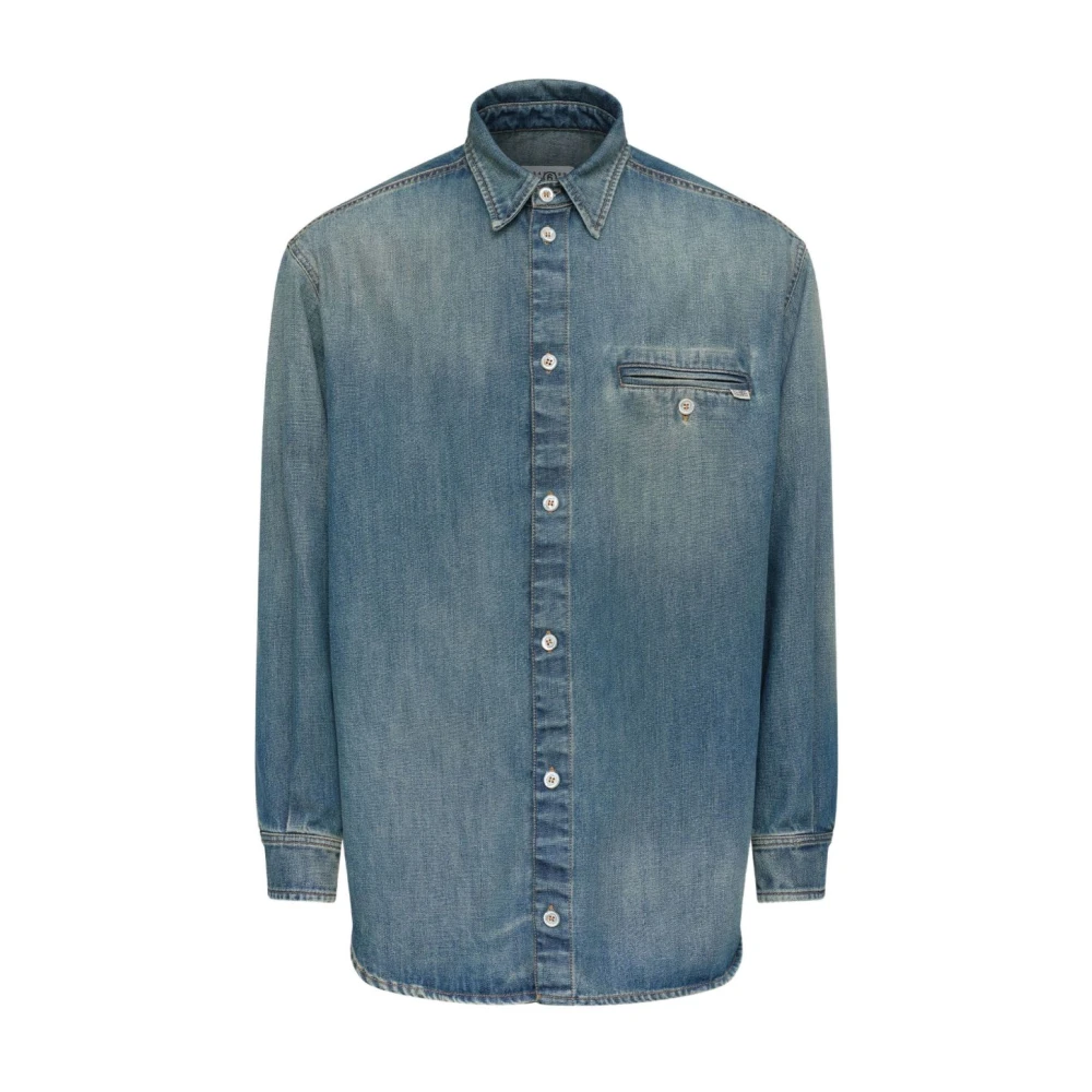 Mm6 Maison Margiela Men's Blue Denim Shirts, M, M30055 Shirt