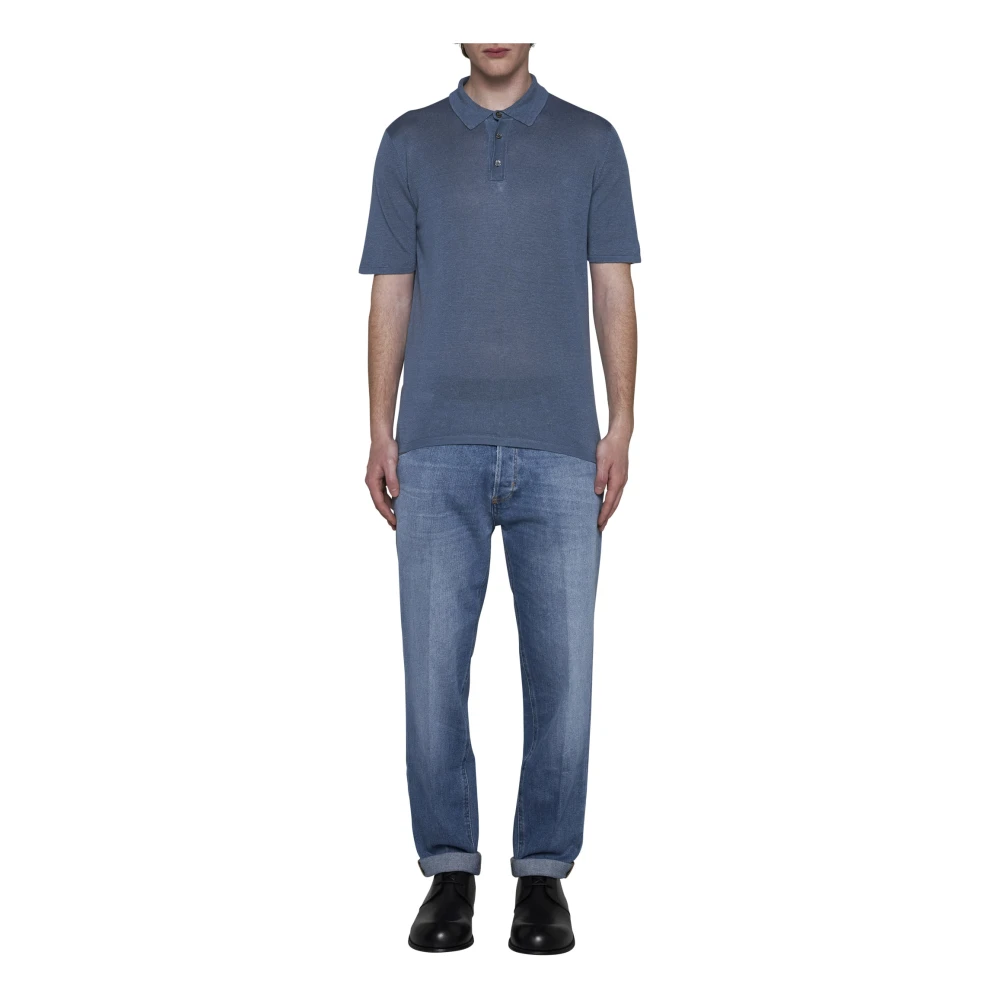 Roberto Collina Denim T-shirts en Polos Blue Heren