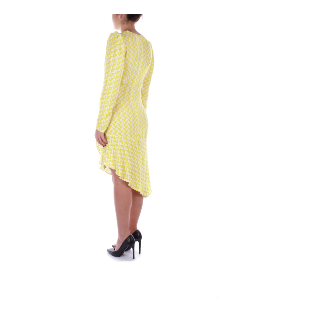 Elisabetta Franchi Gele jurken met knoopdetail Yellow Dames