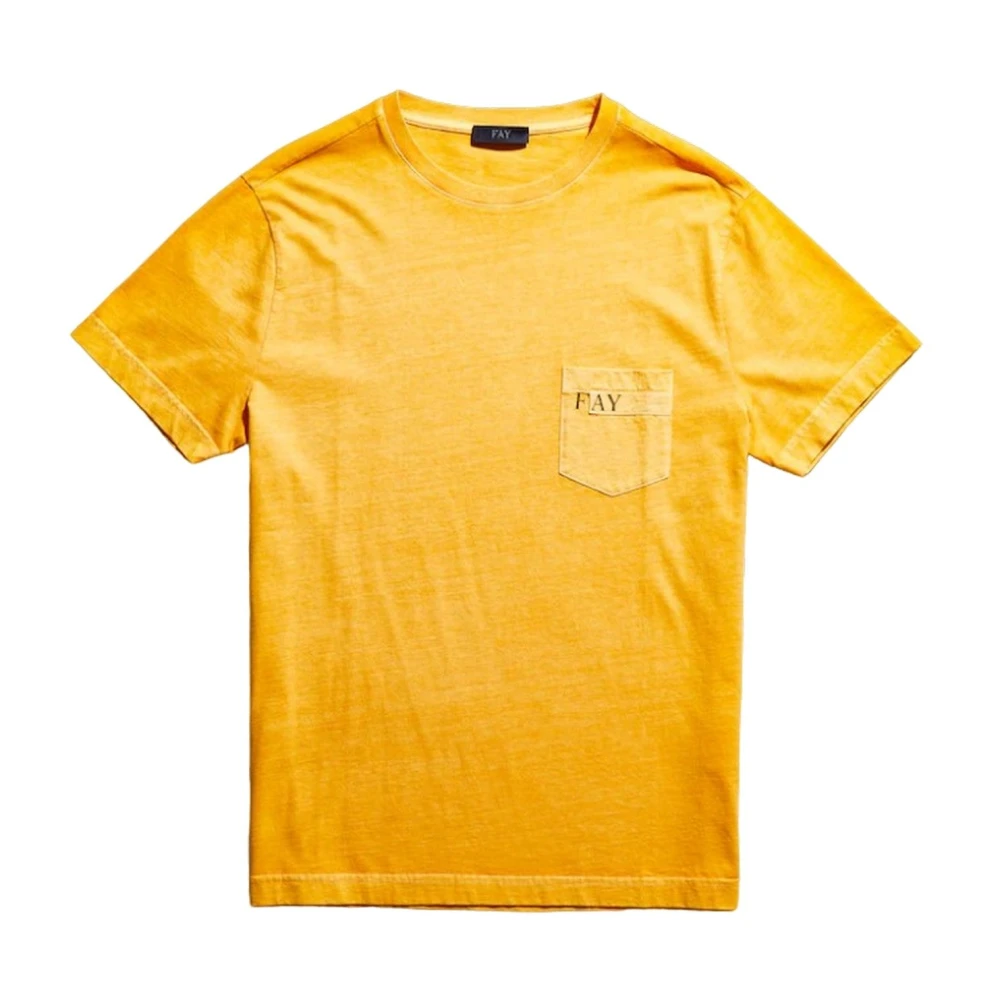 Fay Katoenen T-shirt Yellow Heren