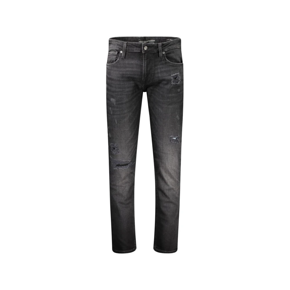 Guess Zwarte Slim-Fit Ripped Jeans Black Heren