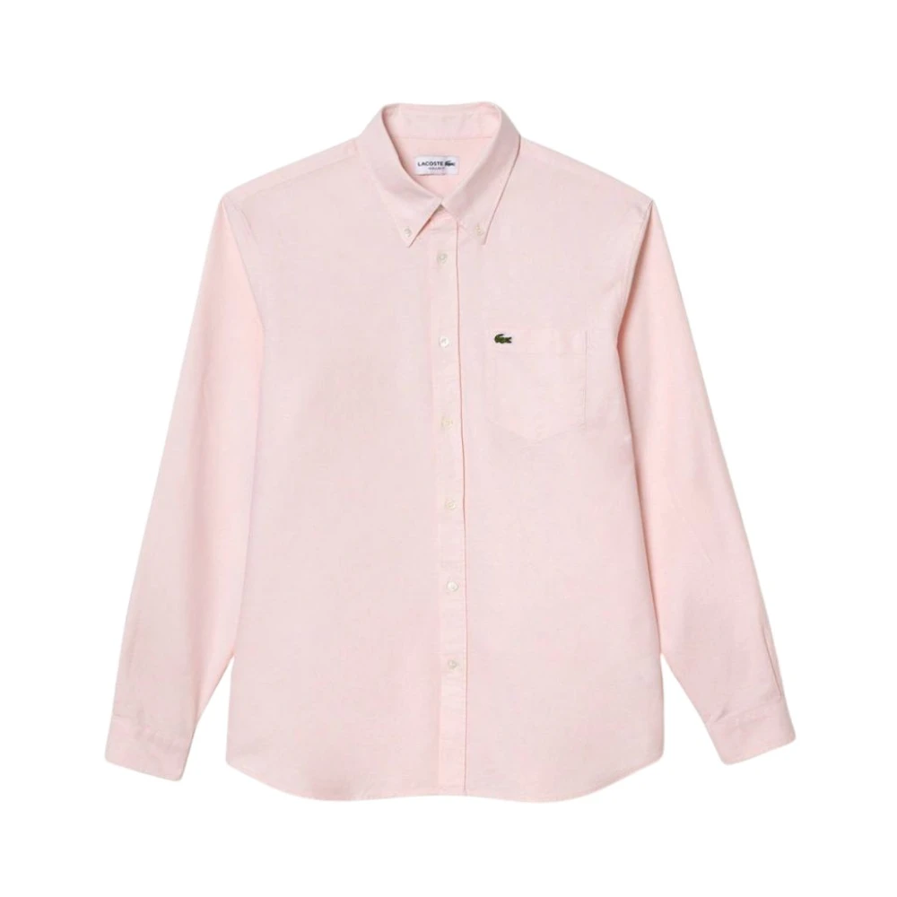 Lacoste Regular Fit Poplin Overhemd Pink Heren