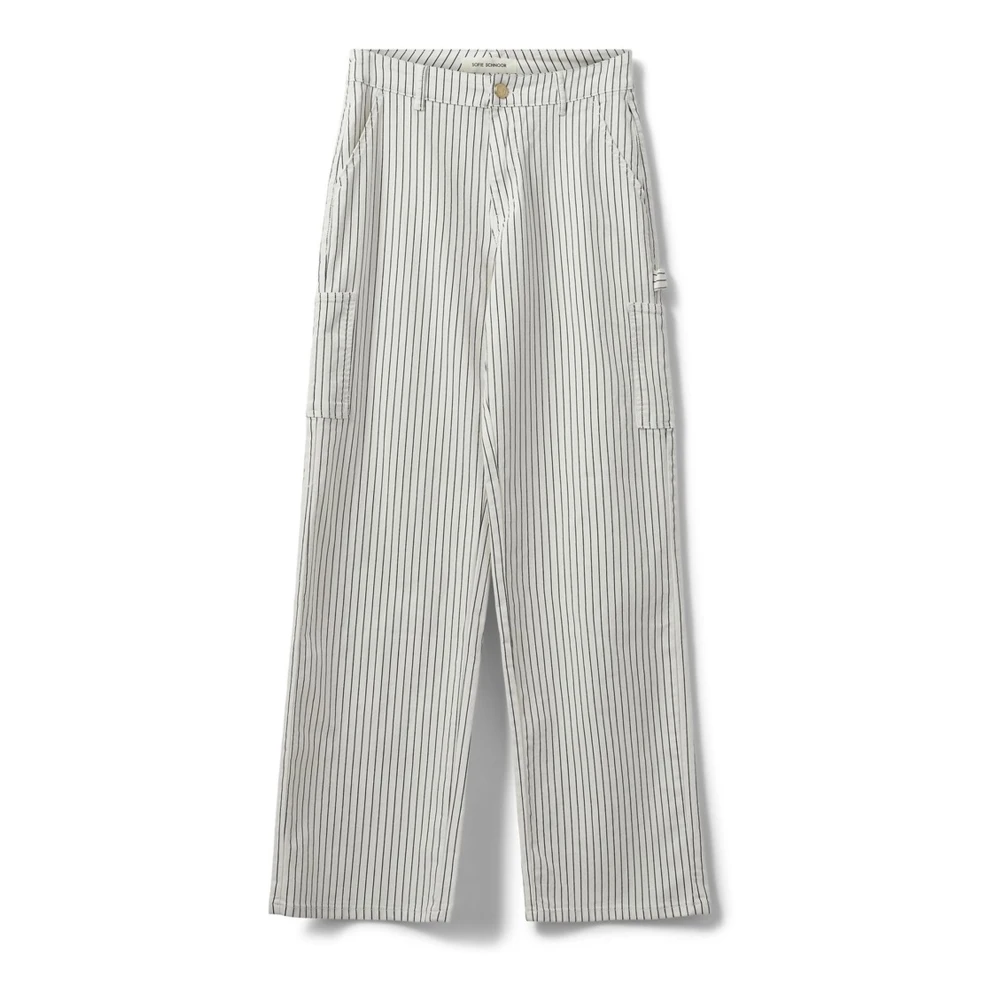 Sofie Schnoor White Wide Trousers, Female, Xs, Striped Off Trousers