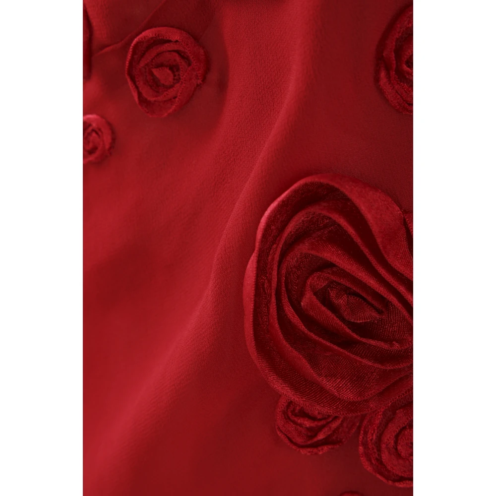 Blumarine Rode Georgette 3D Rozen Geborduurde Jurk Red Dames