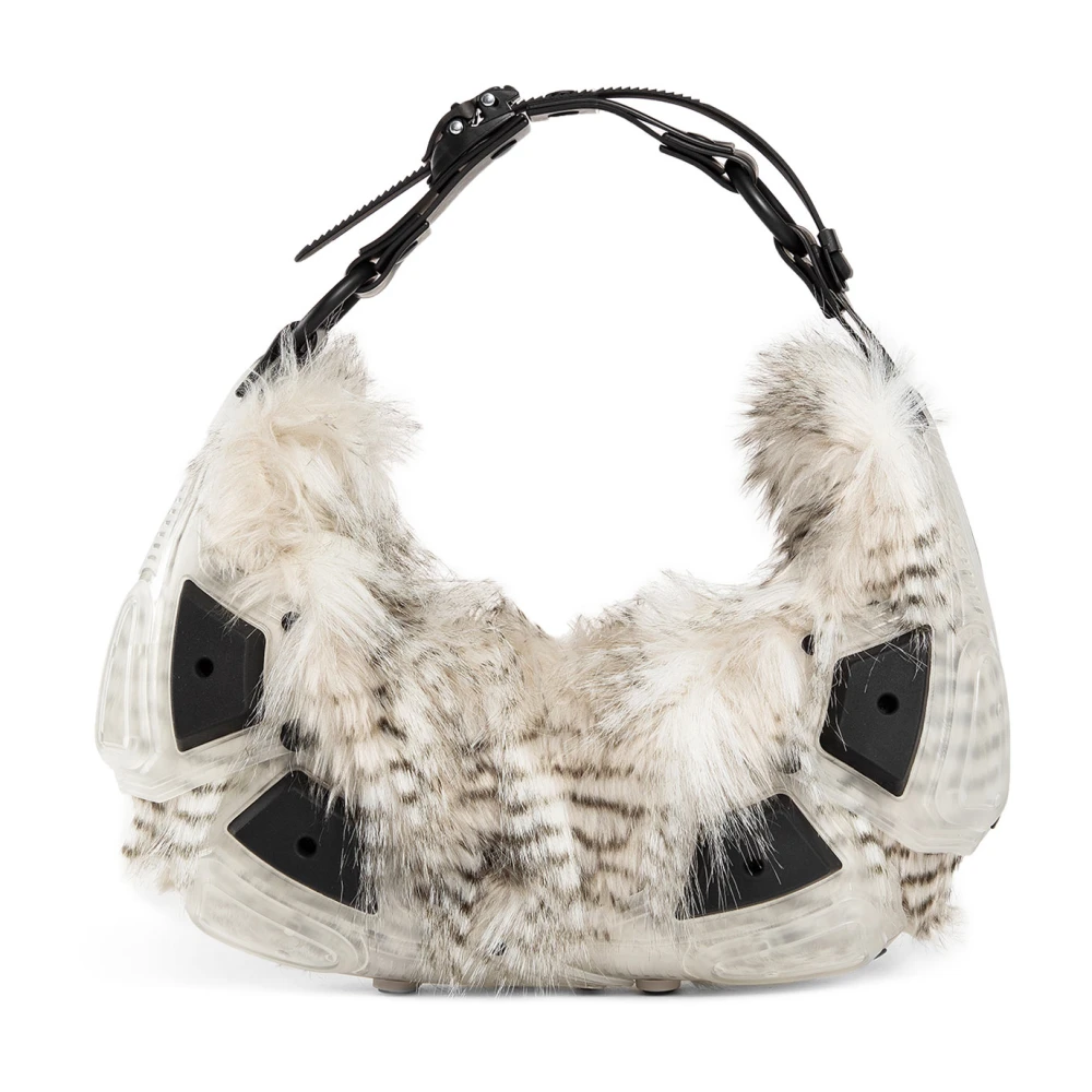 Kuboraum Transparante Faux Fur Half Moon Tas Multicolor Dames