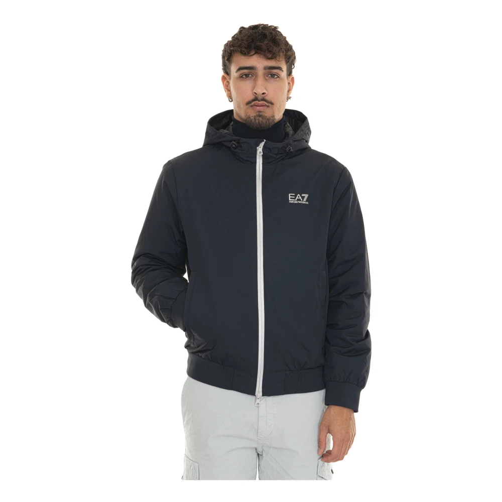 Emporio Armani EA7 Hooded Ritsjas met Contrastdetails Blue Heren