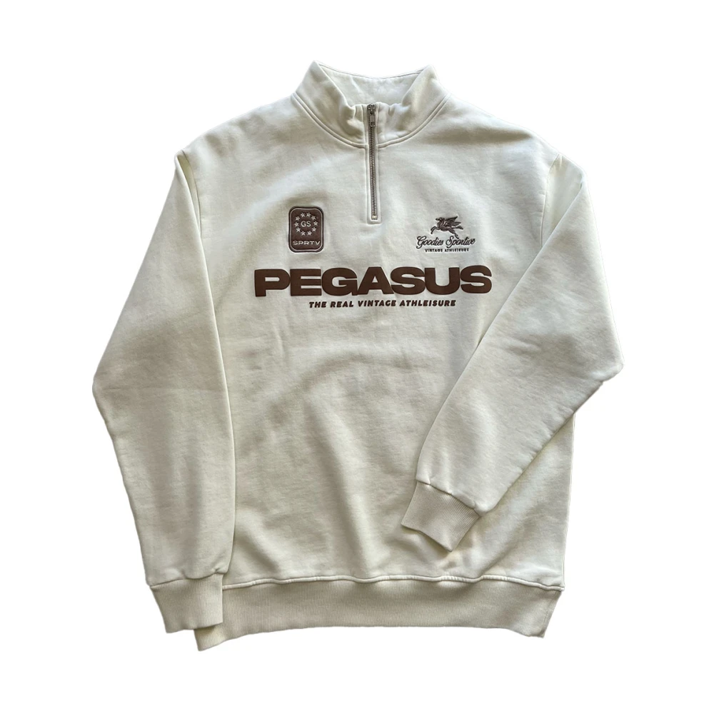 Goodies Sportive Halfzipper Sweatshirt in Off-White Beige Heren