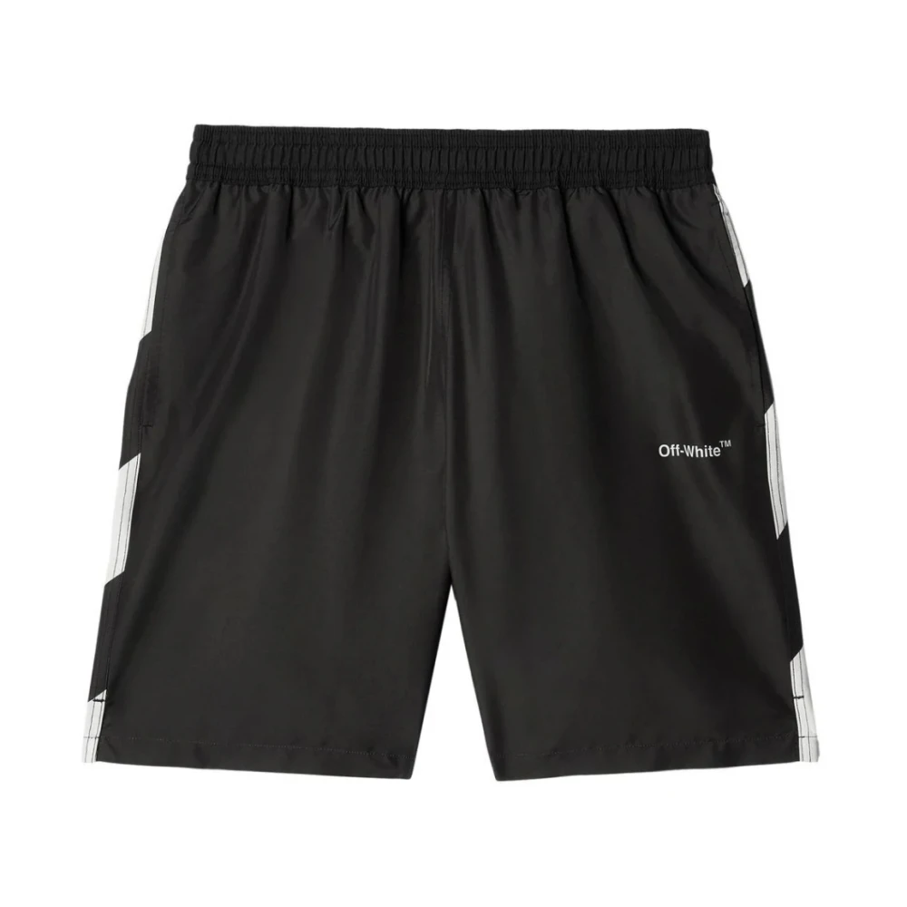 Off White Black Beachwear, Male, S, Diagonal Logo Swim Shorts