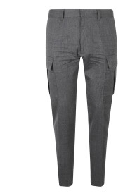 Szare Spodnie Flanelowe Cigarette Fit